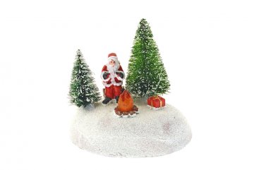 Vánoční dekorace - Santa u ohniště
