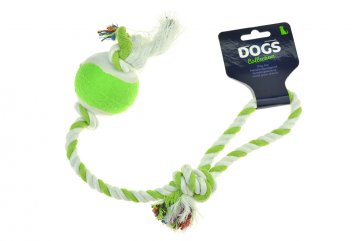 Provaz s tenisákem DOGS (40cm) - Zelený