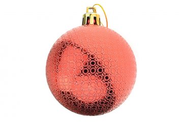 Vánoční koulička (6cm) - Červená, s ornamenty, 1ks