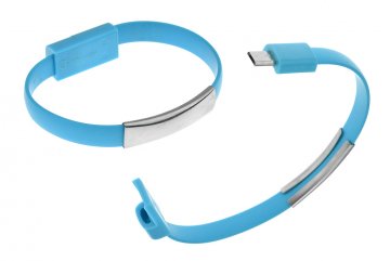 Silikonový náramek pro nabíjení telefonu, Micro-USB - Modrý