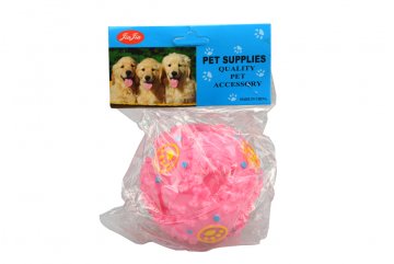 Plastová hračka pro psy se zvukem kachny - Růžová koule (9cm)