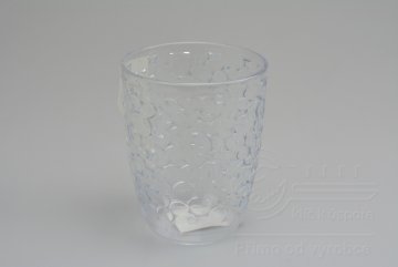 Vzorovaná plastová sklenička BATHROOM (10x8cm) - Čirá