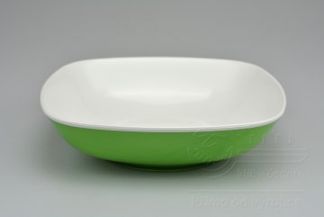 Dvoubarevná plastová miska na potraviny IRAK 700ml - Zelená (17,5x17,5x4,5cm)