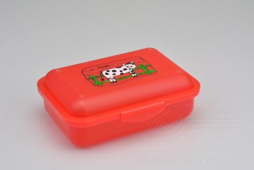 Svačinový box TVAR 14,5x9,5x5,5cm - Červený s kravičkou