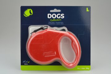 Svinovací vodítko DOGS 3m (max15kg) - Červené