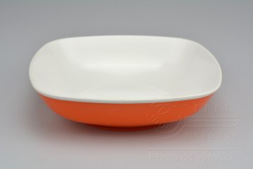 Dvoubarevná plastová miska na potraviny IRAK 700ml - Oranžová (17,5x17,5x4,5cm)