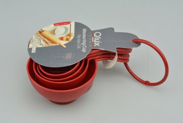 Set 4ks plastových odměrek QLÚX 60-240ml (16cm) - Červené