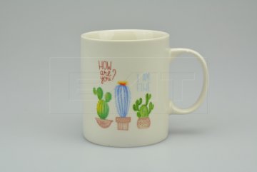 Porcelánový hrníček SIAKI s potiskem (9.5x8cm) - Kaktusy/How Are You?