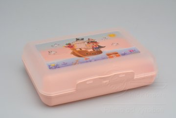 Svačinový box PLAST ART 19x15x5cm - Růžový s pirátem