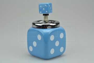 Rotační keramický popelník hrací kostka (8.5cm) - Modrý