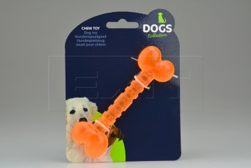 Gumová kousací kostička DOGS (12cm) - Oranžová