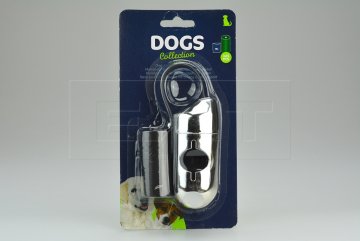 Pouzdro na psí exkrementy + sáčky DOGS - Stříbrné