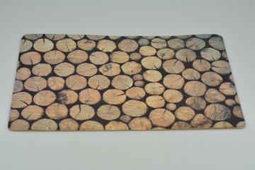 Korkovo-vinylové prostírání (43.5x28.5cm) - Dřevěné kolečka, našedlá barva