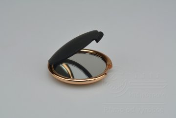 Dvojité make-upové zrcátko s 2x zvětšením - Černo zlaté (6,5cm)