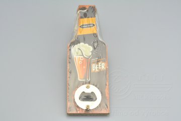 Stylový otvírák na pivo se šňůrkou - Černý (19,5x7cm)