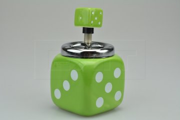 Rotační keramický popelník hrací kostka (8.5cm) - Zelený