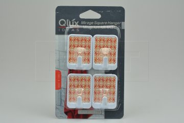 Plastové samolepící háčky QLUX (5cm) - Bílé červeným motivem