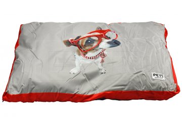 Obdélníkový pelíšek pro mazlíčky s motivem pejska PETS (88x58x8cm) - Červený