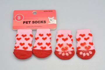 Ponožky pro psy s protiskluzovou podrážkou 2,5x6cm (S) - Se srdíčky