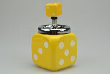 Rotační keramický popelník hrací kostka (8.5cm) - Žlutý