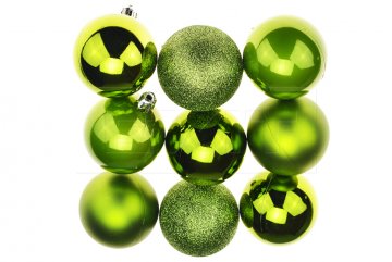 Vánoční koule na stromeček FLORA (6cm) 9ks - Zelené