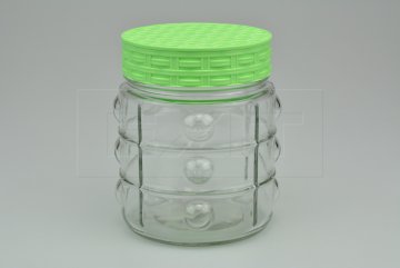 Skleněná nádoba s plastovým víkem (750ml) - Zelené víko
