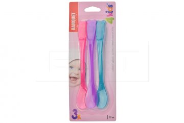 Dětské plastové lžičky BANQUET (17cm) - Set 3ks fialová, modrá, růžová