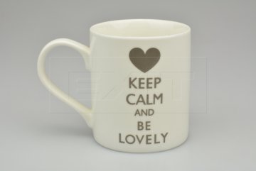 Porcelánový hrníček KEEP CALM AND BE LOVELY (9.5x8cm) - Šedý nápis