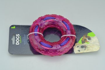 Gumový kruh s provázkem DOGS (12x3cm) - Růžový