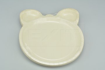 Papírový talíř s ušima (23cm) - Bílý 10ks